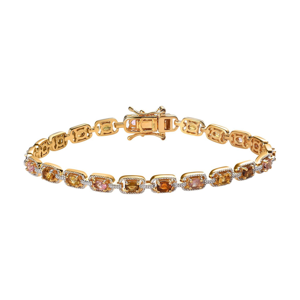 Mehrfarbiges Turmalin Armband, ca. 19 cm, 925 Silber vergoldet, ca. 3.70 ct