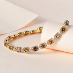 Mehrfarbiges-Turmalin Armband ca. 20 cm 925 Silber vergoldet ca. 4.05 ct