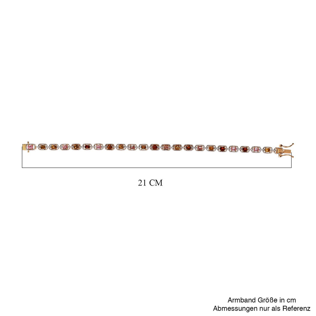 Mehrfarbiges-Turmalin Armband ca. 20 cm 925 Silber vergoldet ca. 4.05 ct