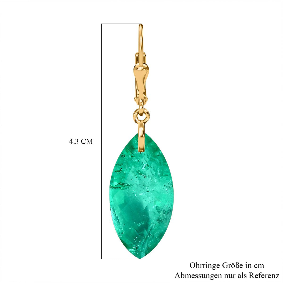 AAA Smaragd-Quarz Triplette, Ohrringe 925 Silber vergoldet ca. 27.40 ct