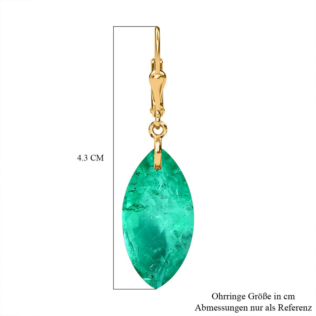 AAA Smaragd-Quarz Triplette, Ohrringe 925 Silber vergoldet ca. 27.40 ct