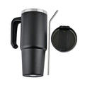 887 ml Edelstahlbecher mit Strohhalm in Schwarz