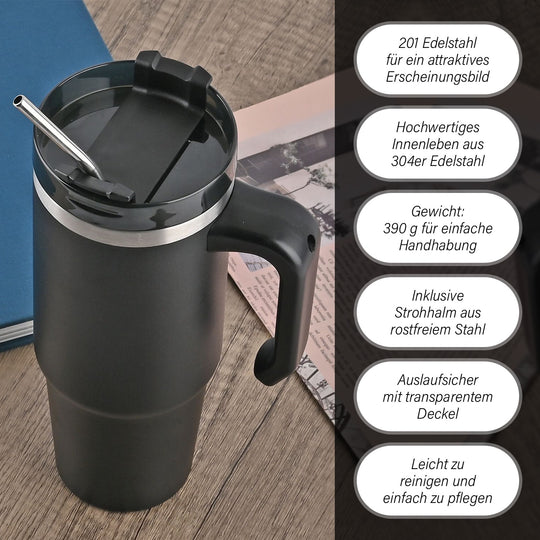 316L Edelstahl Thermobecher 887ml mit Strohhalm, Grün