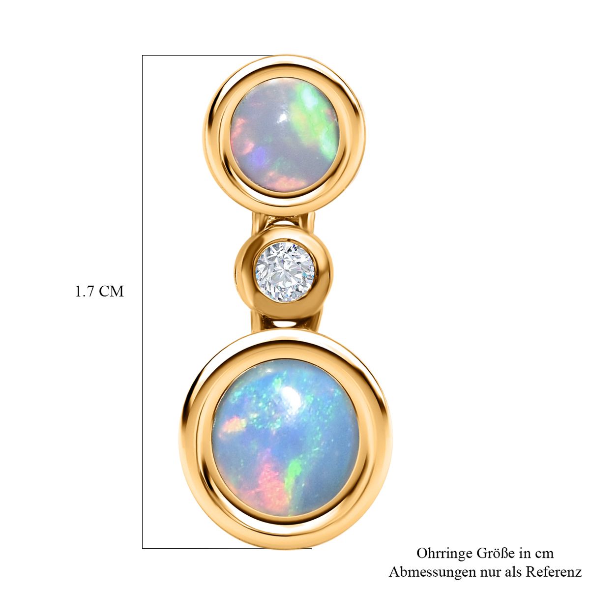 Natürlicher, äthiopischer Welo Opal Ohrringe, 925 Silber Gelbgold Vermeil ca. 1.70 ct
