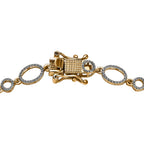 Natürlicher, äthiopischer Welo Opal, weißer Zirkon Armband, ca. 19 cm 925 Silber vergoldet ca. 1.82 ct