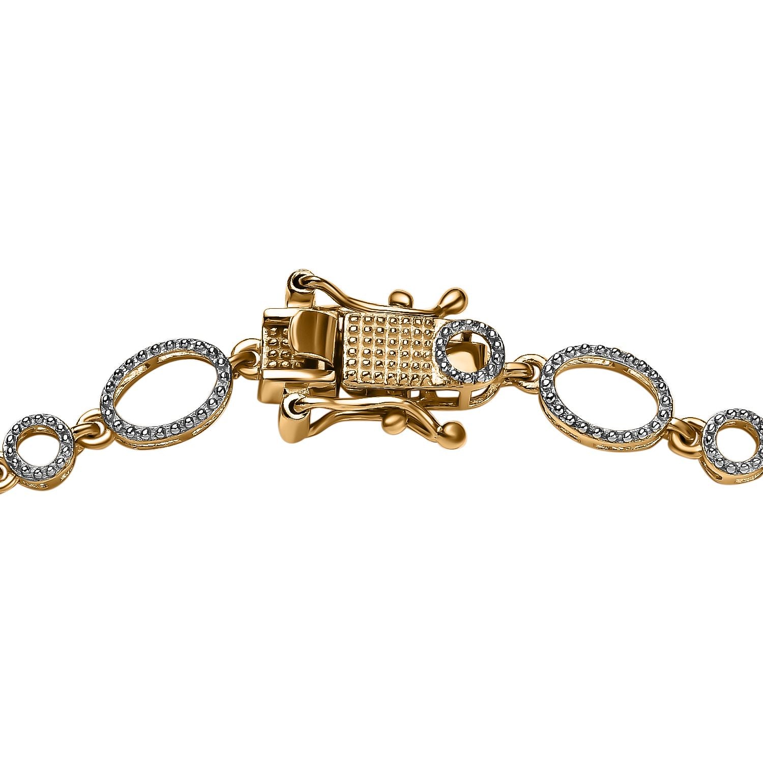 Natürlicher, äthiopischer Welo Opal, weißer Zirkon Armband, ca. 19 cm 925 Silber vergoldet ca. 1.82 ct