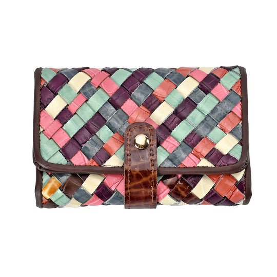 Chaos by Elsie - 100% Echtleder Patchwork Geldbörse mit RFID schutz, 14x10 cm, Patchwork
