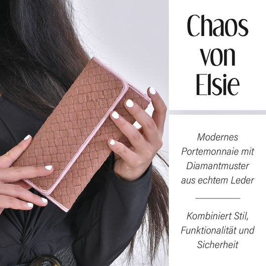 Chaos by Elsie - 100% gewebter Echtleder Brieftasche mit RFID schutz, 19x20 cm, Oliv