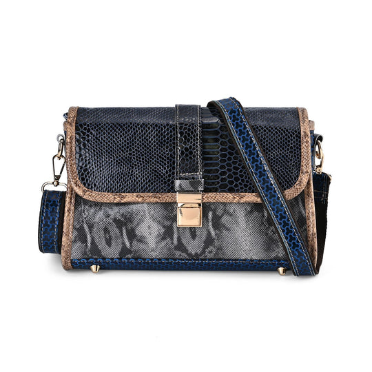 Chaos by Elsie, echtes Leder Crossbody Tasche mit RFID Schutz, Kaffee Leoparden Muster, Größe 31 x 11 x 38cm