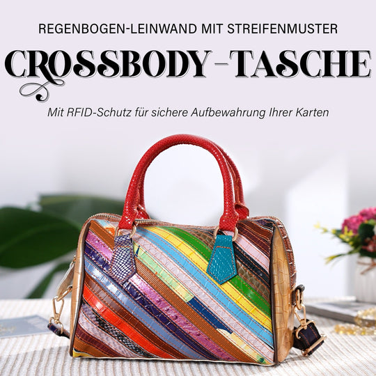 Chaos by Elsie Echtleder Umhängetasche mit RFID Schutz, Größe: 25x14x18cm, Streifenmuster