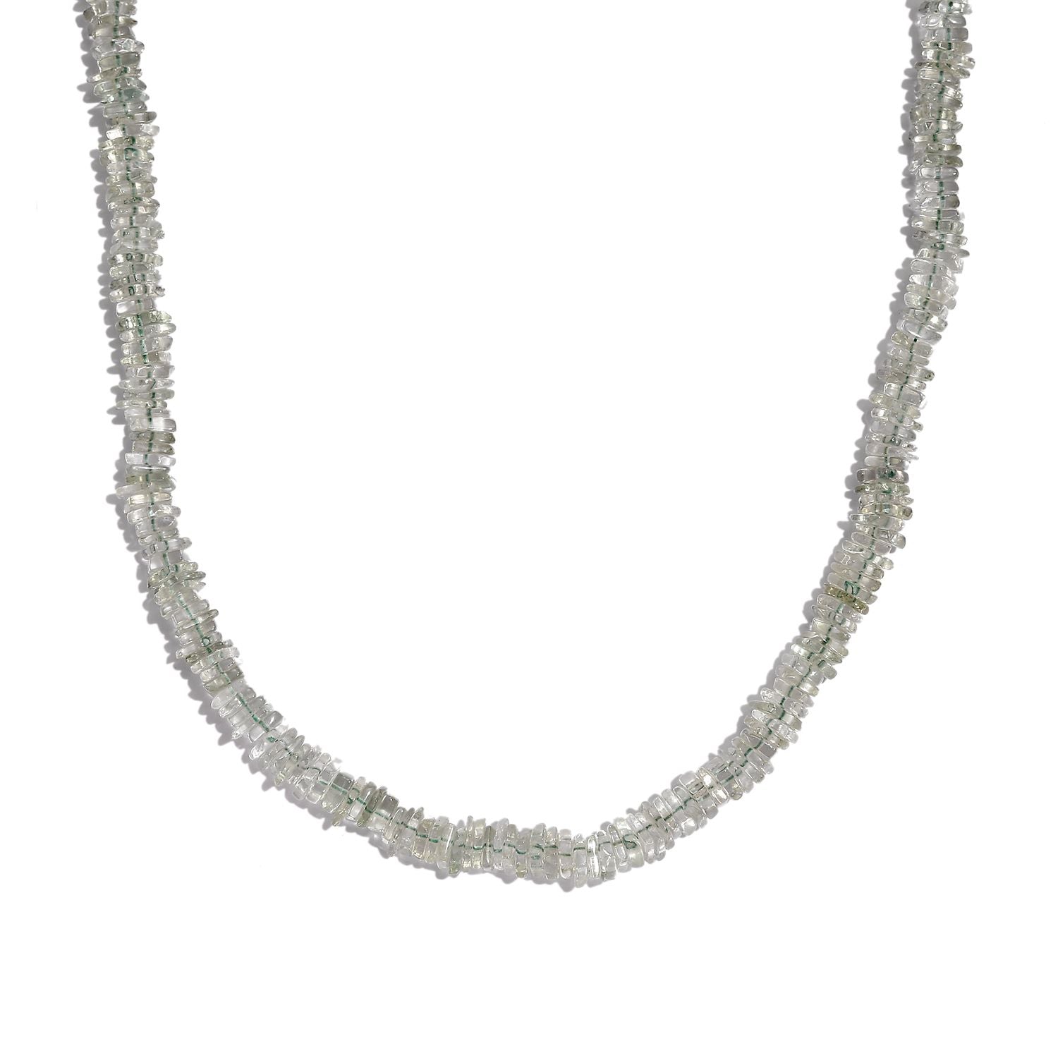 Grüner Amethyst Halskette, ca. 50 cm, 925 Silber, ca. 137.00 ct