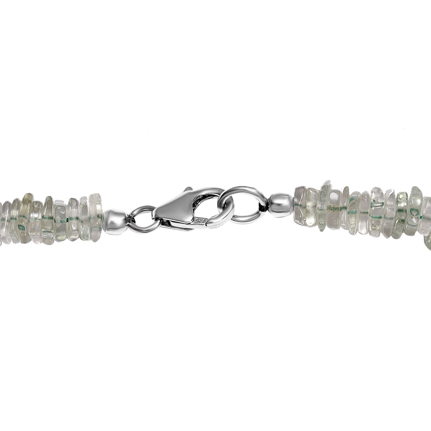 Grüner Amethyst Halskette, ca. 50 cm, 925 Silber, ca. 137.00 ct