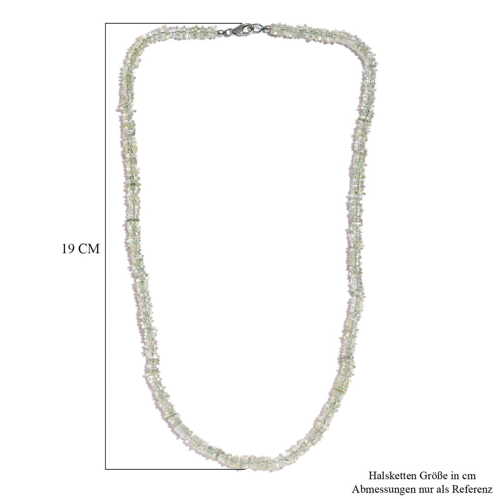 Grüner Amethyst Halskette, ca. 50 cm, 925 Silber, ca. 137.00 ct