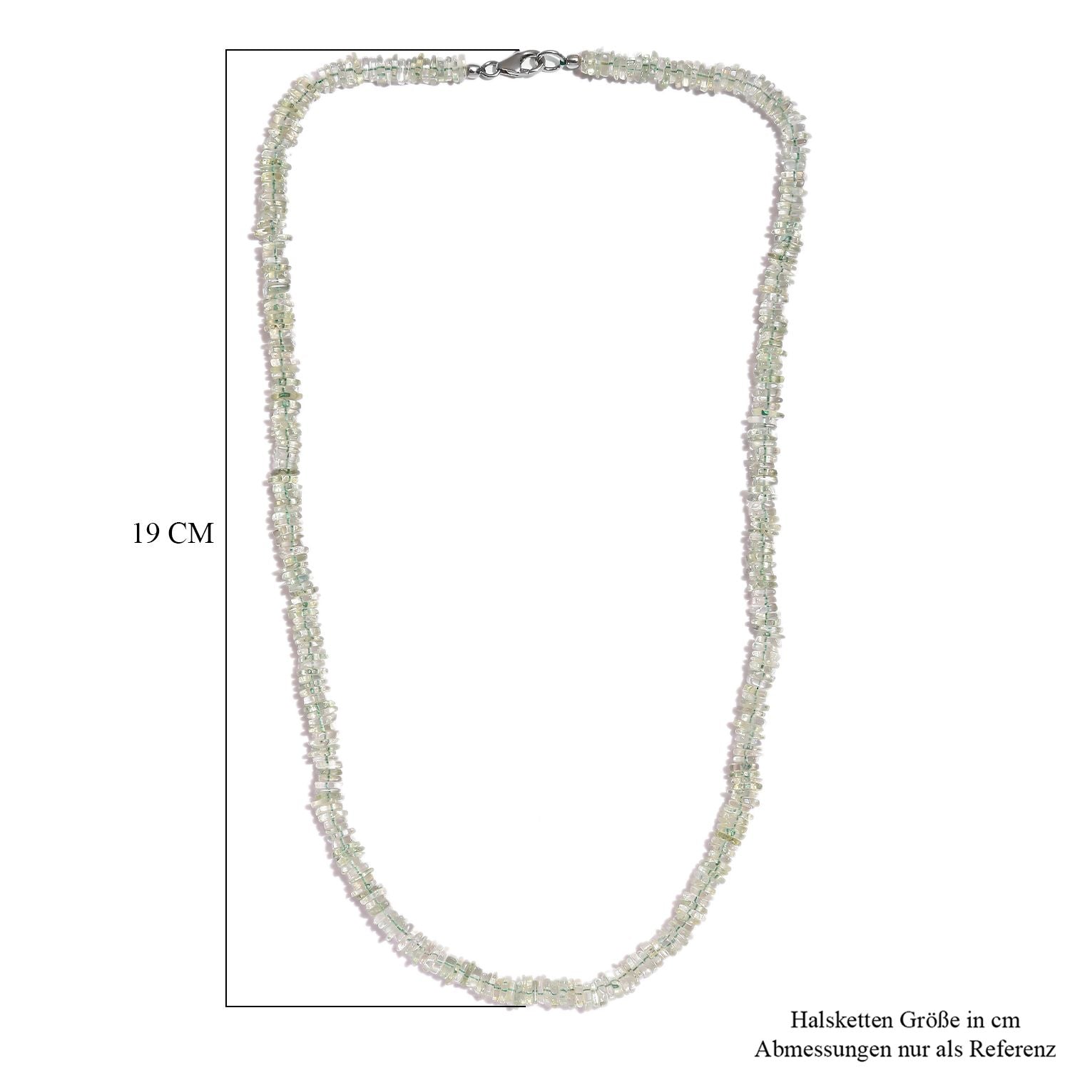 Grüner Amethyst Halskette, ca. 50 cm, 925 Silber, ca. 137.00 ct