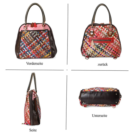 Chaos by Elsie - 100% Echtleder gewebter Tasche mit RFID schutz, 31x28x12 cm, Gewebt