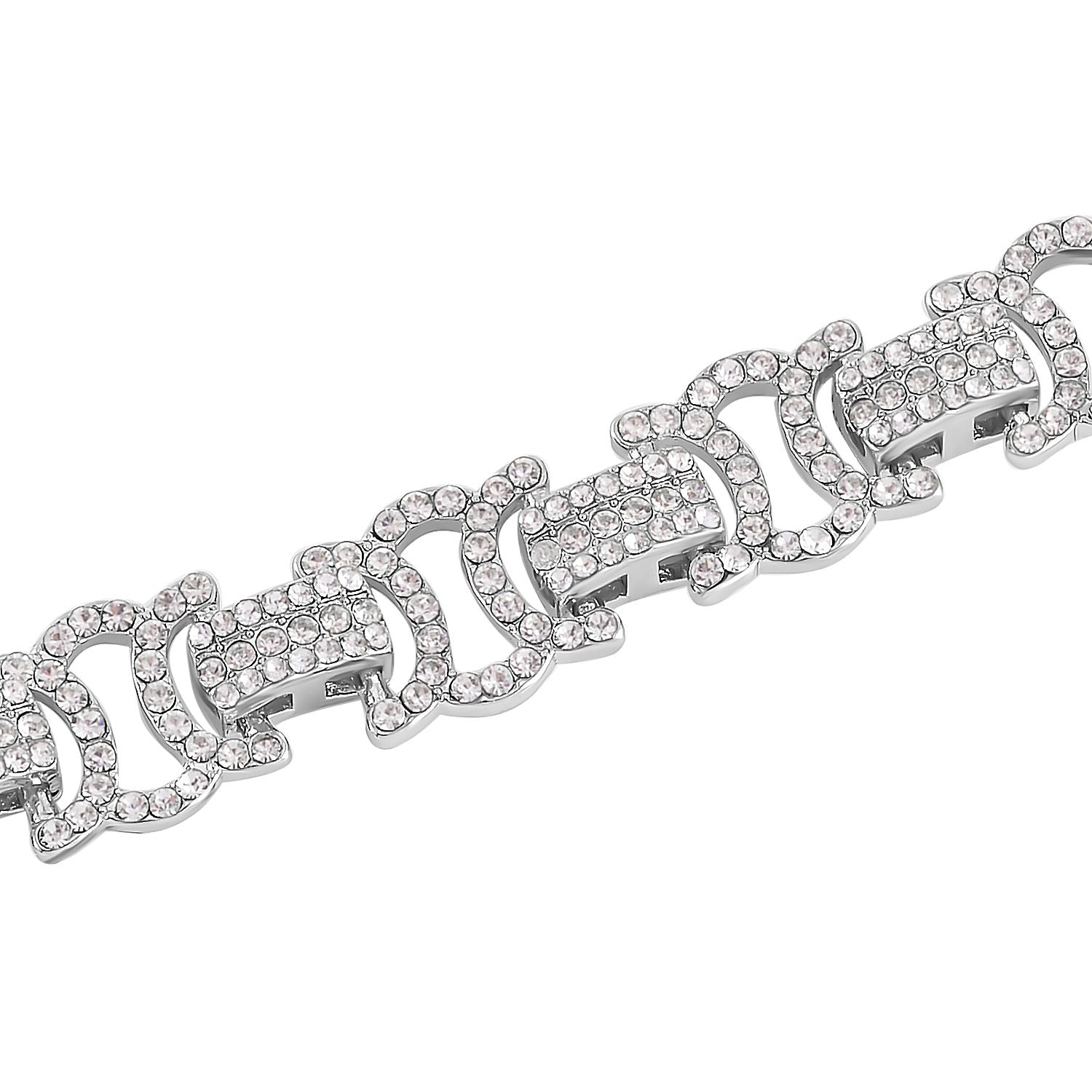 Weißer Kristall Armband, ca. 20 cm, silberfarben