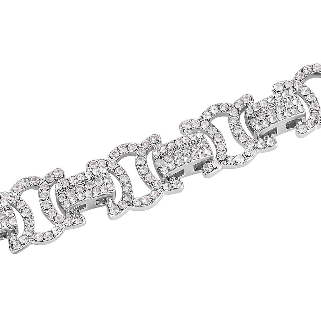 Weißer Kristall Armband, ca. 20 cm, silberfarben