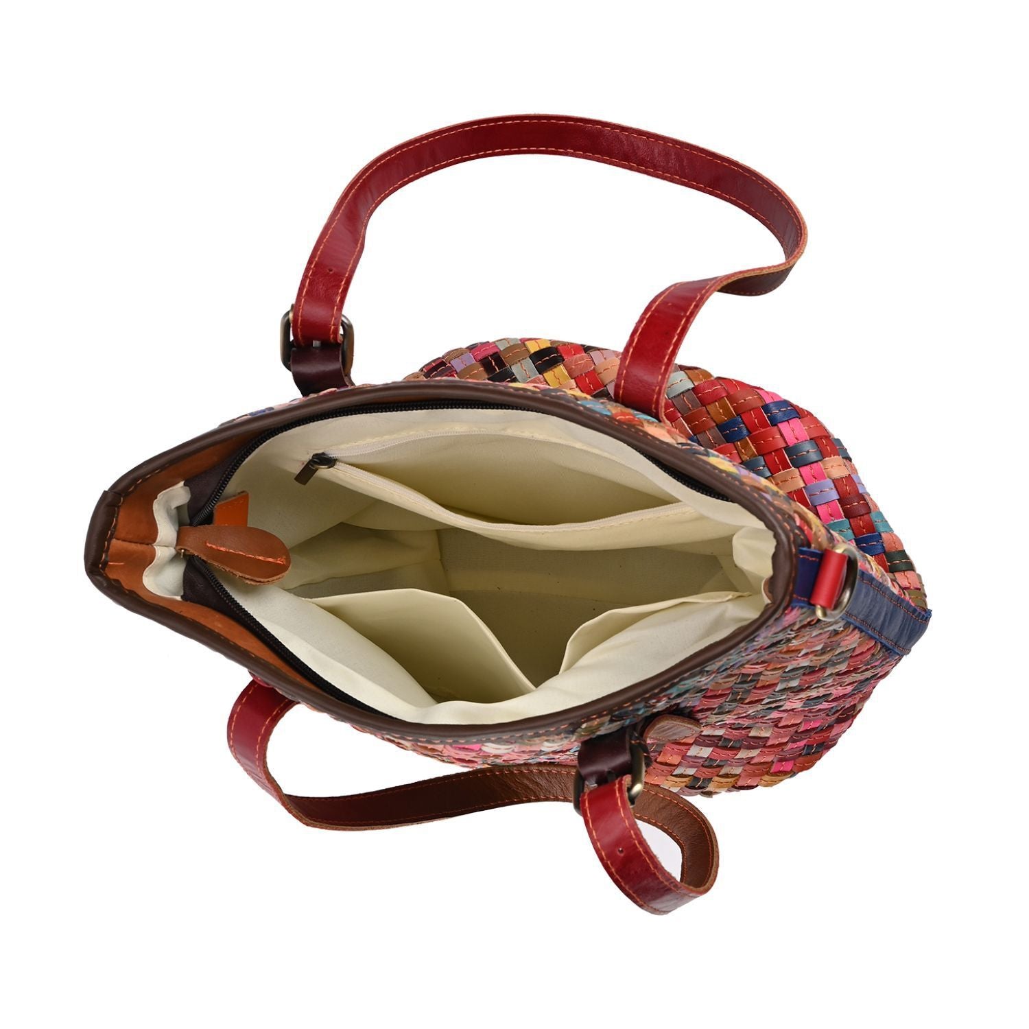Chaos by Elsie - 100% Echtleder gewebter Tasche mit RFID schutz, 30x27x20 cm