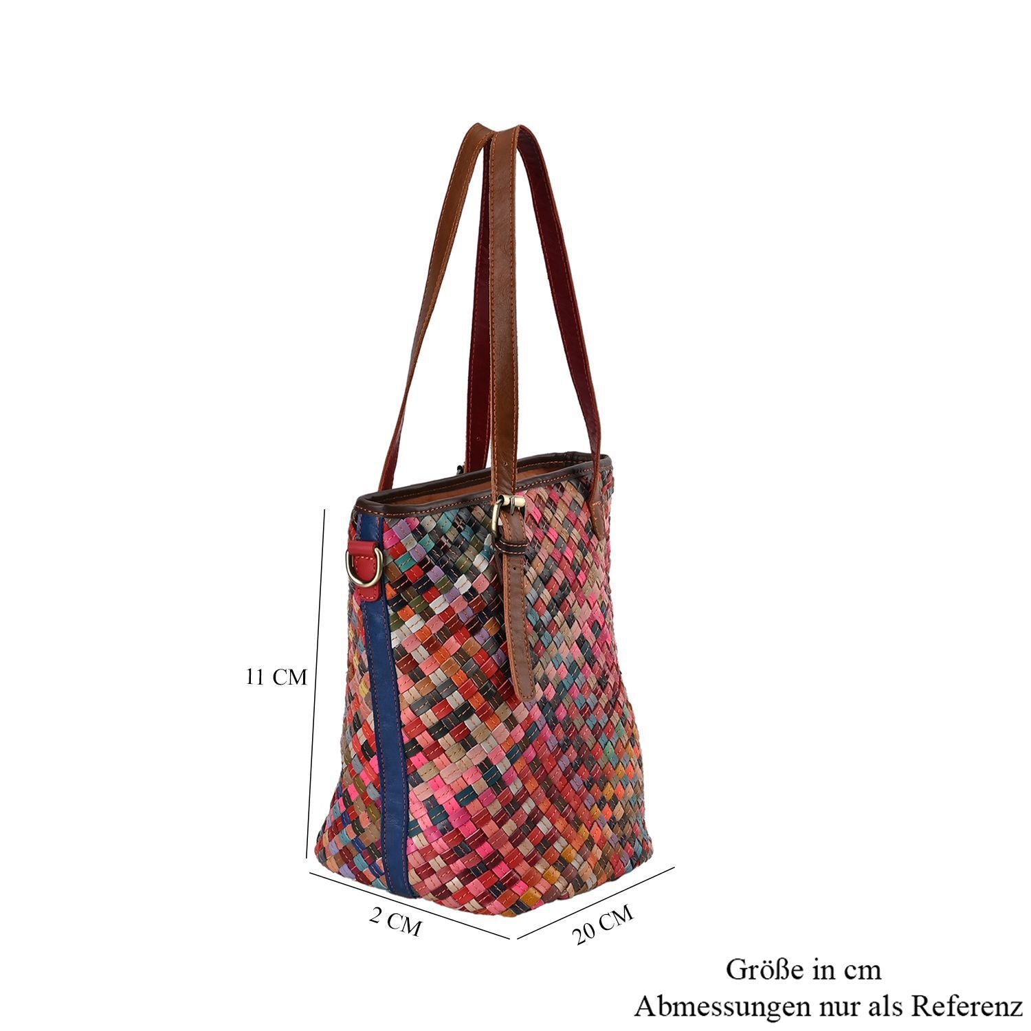 Chaos by Elsie - 100% Echtleder gewebter Tasche mit RFID schutz, 30x27x20 cm