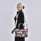 Chaos by Elsie:, Echte Leder-Tasche mit Regenbogen-Mattwebmuster und RFID-Schutz, 35x1524cm