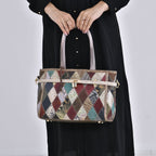 Chaos by Elsie:, Echte Leder-Tasche mit Regenbogen-Mattwebmuster und RFID-Schutz, 35x1524cm