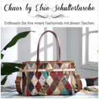 Chaos by Elsie:, Echte Leder-Tasche mit Regenbogen-Mattwebmuster und RFID-Schutz, 35x1524cm