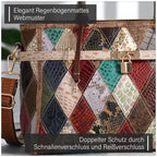 Chaos by Elsie:, Echte Leder-Tasche mit Regenbogen-Mattwebmuster und RFID-Schutz, 35x1524cm