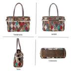 Chaos by Elsie:, Echte Leder-Tasche mit Regenbogen-Mattwebmuster und RFID-Schutz, 35x1524cm