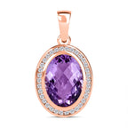 AAA Rose De France Amethyst, weißer Zirkon Anhänger, 925 Silber Roségold Vermeil ca. 12.33 ct