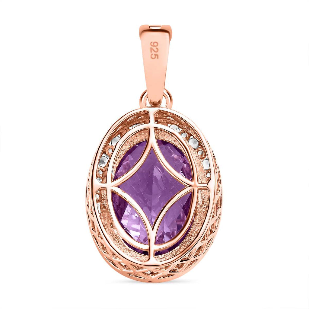 AAA Rose De France Amethyst, weißer Zirkon Anhänger, 925 Silber Roségold Vermeil ca. 12.33 ct