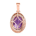 AAA Rose De France Amethyst, weißer Zirkon Anhänger, 925 Silber Roségold Vermeil ca. 12.33 ct