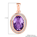 AAA Rose De France Amethyst, weißer Zirkon Anhänger, 925 Silber Roségold Vermeil ca. 12.33 ct