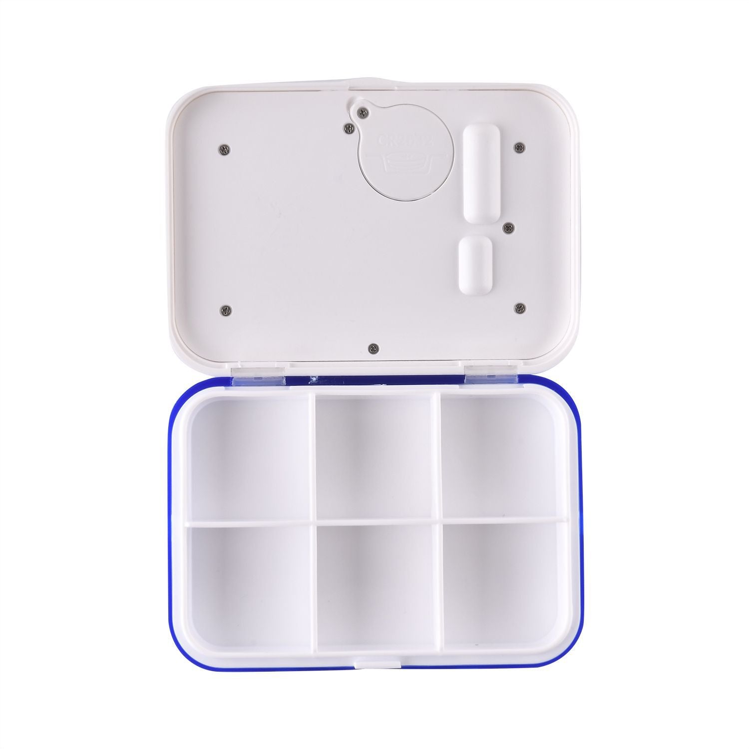 6-Fach Pillendose mit Timer, 9.5x6.5x2cm, Weiß