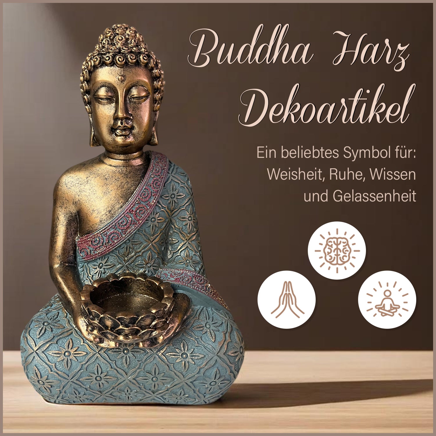 Harz Home Dekor, 15.5x13x25.5cm, Buddha