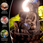 Buddha mit Glaskugel und Licht