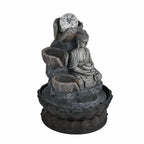 Buddha mit Glaskugel und Licht