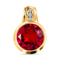 Magenta Rosa Quarz Triplette, weißer Zirkon Anhänger, 925 Silber vergoldet ca. 5.24 ct