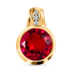 Magenta Rosa Quarz Triplette, weißer Zirkon Anhänger, 925 Silber vergoldet ca. 5.24 ct
