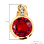 Magenta Rosa Quarz Triplette, weißer Zirkon Anhänger, 925 Silber vergoldet ca. 5.24 ct