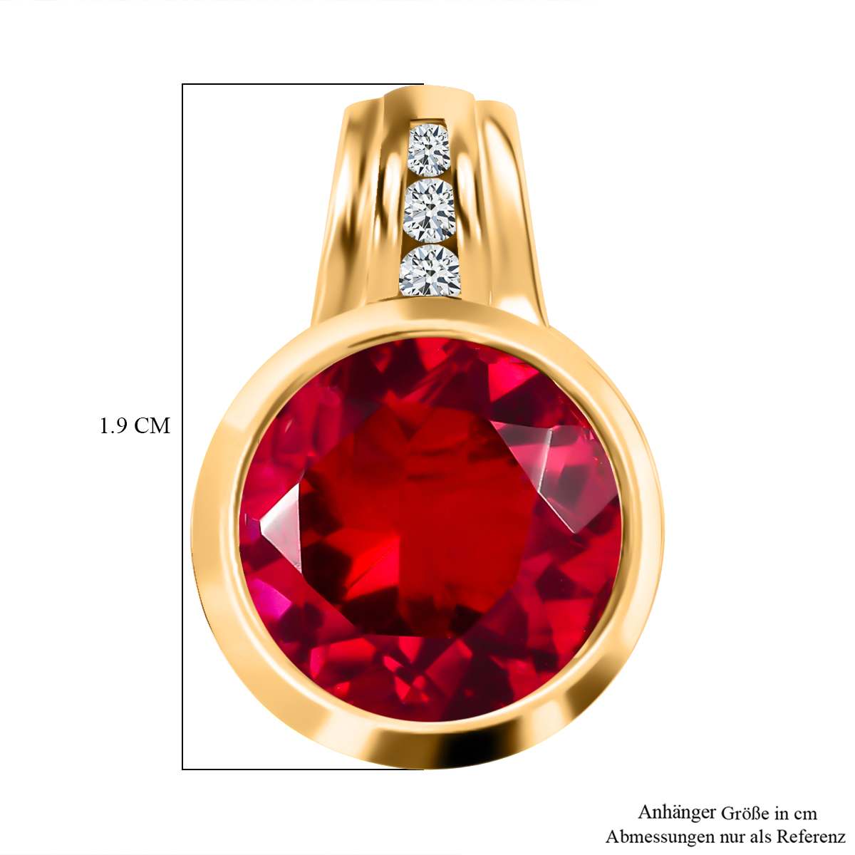 Magenta Rosa Quarz Triplette, weißer Zirkon Anhänger, 925 Silber vergoldet ca. 5.24 ct