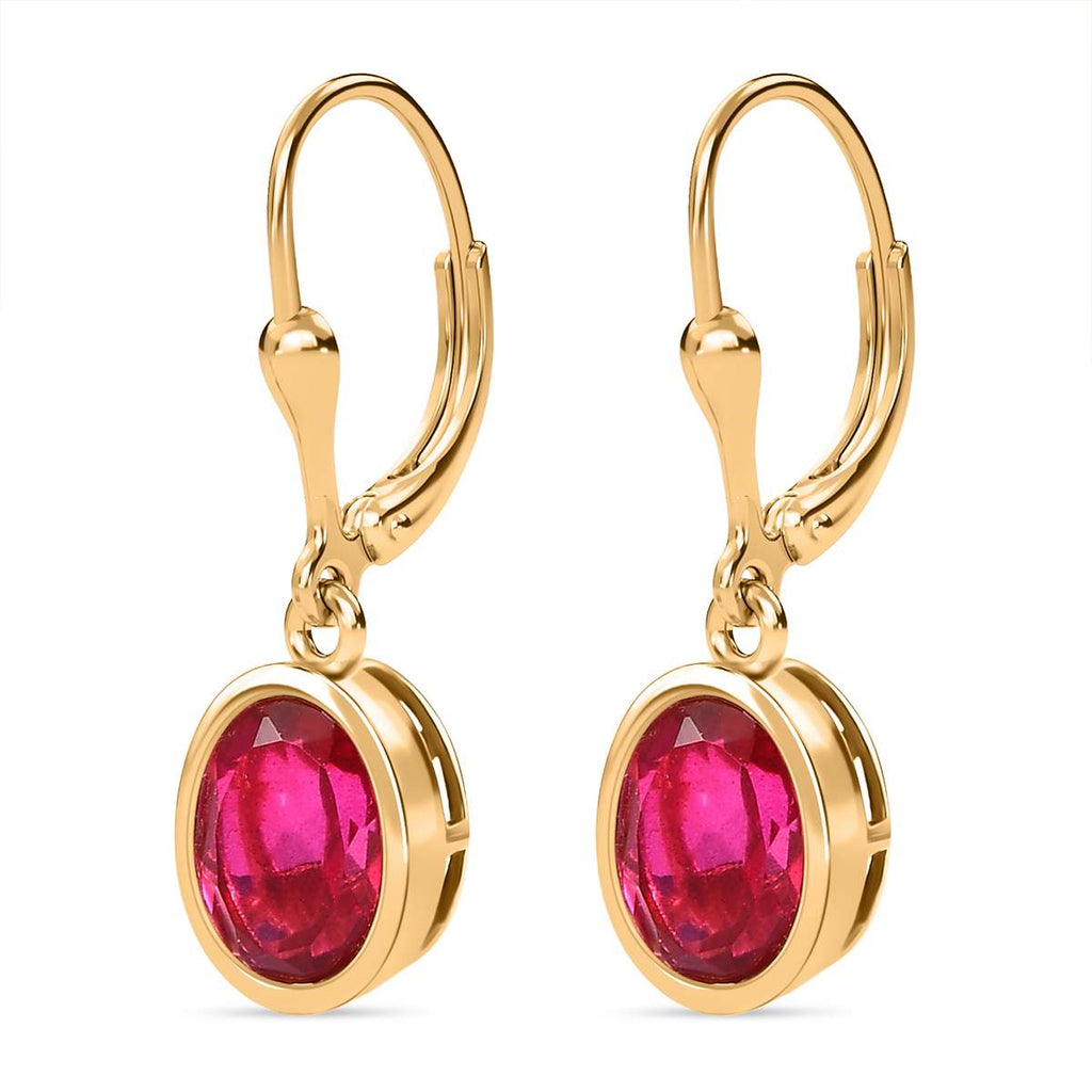 Magenta Rosa Triplet Quarz Ohrringe, 925 Silber vergoldet ca. 4.25 ct