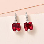 Magenta Rosa Quarz Triplette, weißer Zirkon Ohrringe, 925 Silber platiniert ca. 5.19 ct