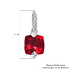 Magenta Rosa Quarz Triplette, weißer Zirkon Ohrringe, 925 Silber platiniert ca. 5.19 ct