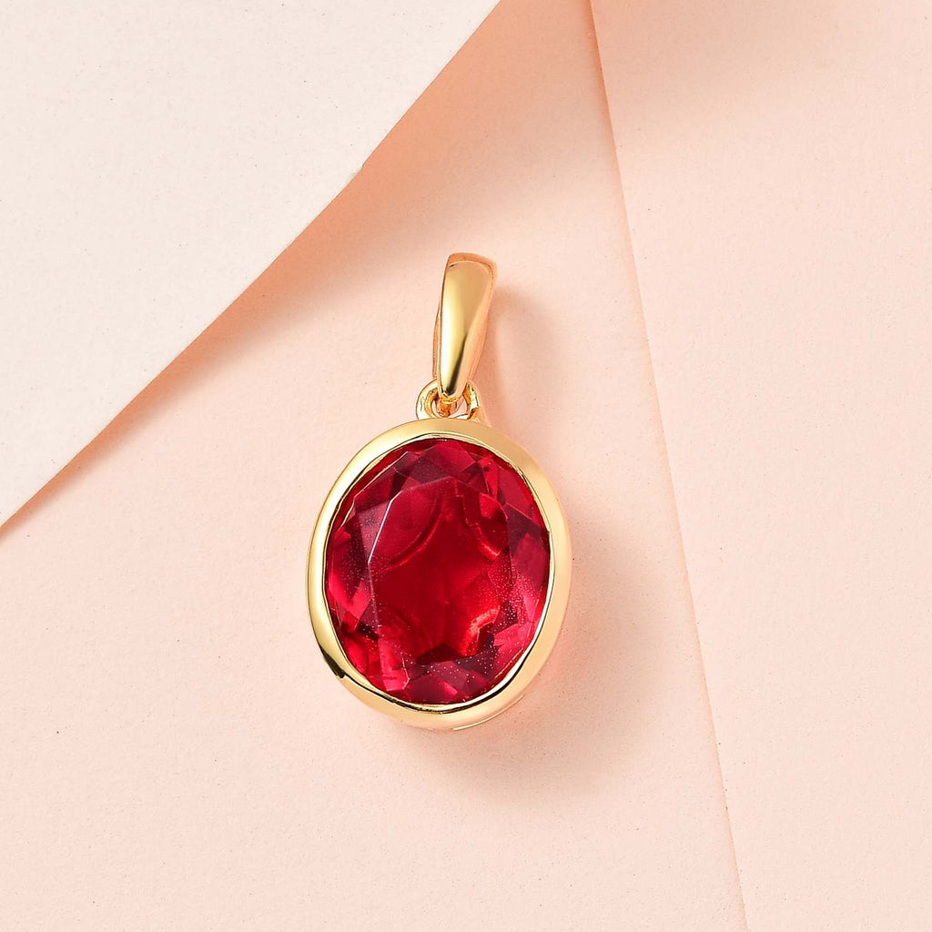 Magenta Rosa Quarz Triplette Anhänger, 925 Silber vergoldet ca. 5.25 ct