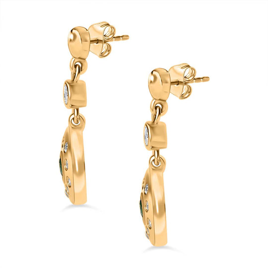 AAA Smaragd, Weißer Zirkon Ohrringe, 925 Silber Gelbgold Vermeil, ca. 0.65 ct