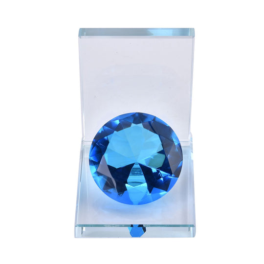 Kristall Buchstützen, Format 10.5x13cm, blau und transparent