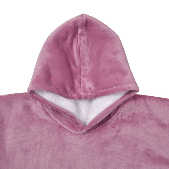 Zweilagiger Kapuzenpullover, bequemes Sherpa und Flanell, burgundy