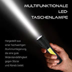 Vielseitige Multifunktions-LED-Taschenlampe mit COB-Seitenlicht, Zoom, Wasserdicht, 1200mAh Akku, Typ-C USB