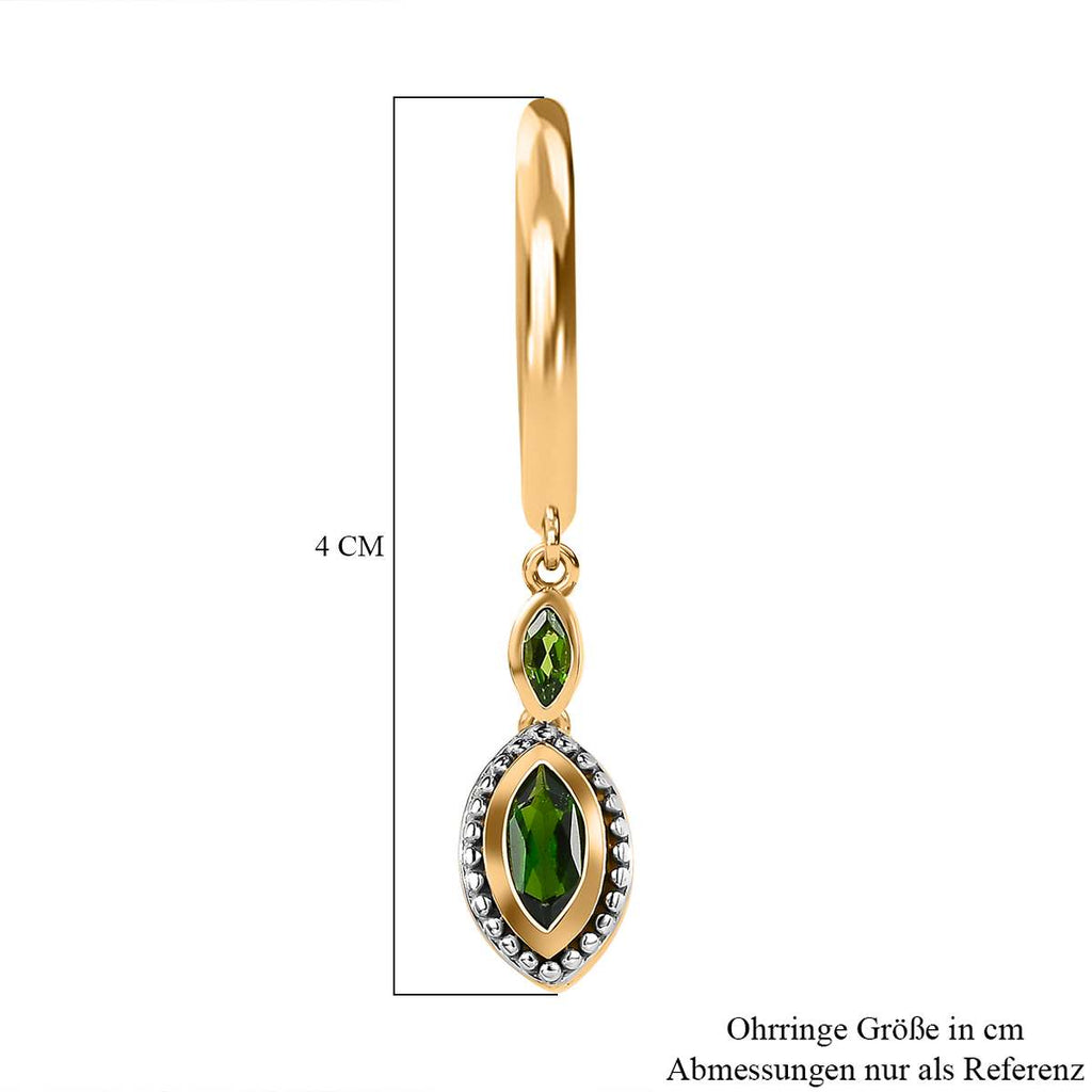 Natürlicher Chromdiopsid Ohrringe, 925 Silber vergoldet ca. 0.92 ct