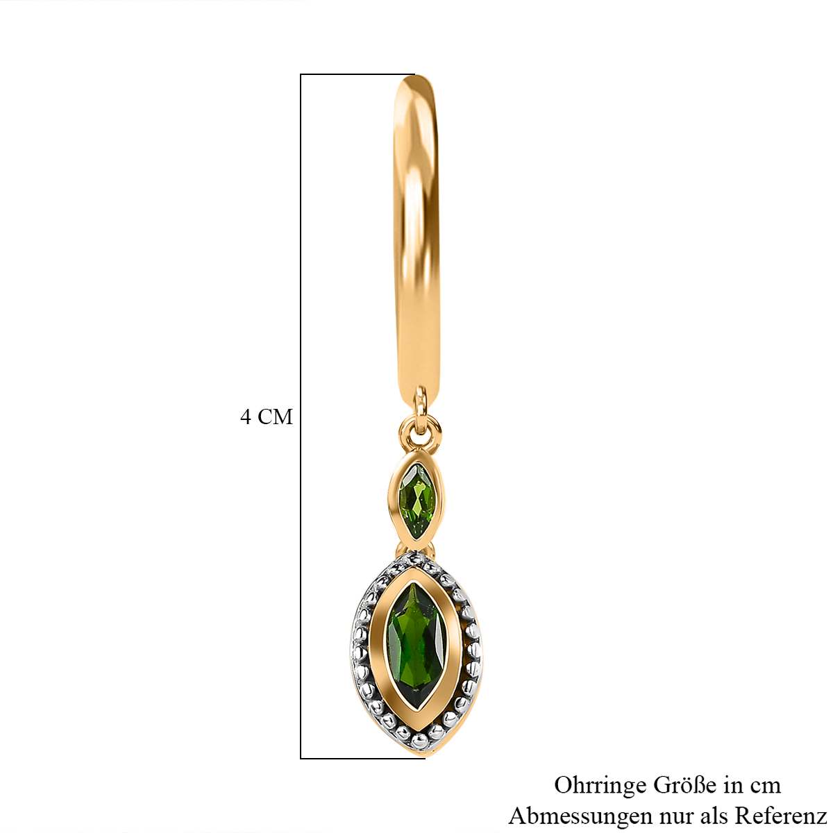 Natürlicher Chromdiopsid Ohrringe, 925 Silber vergoldet ca. 0.92 ct